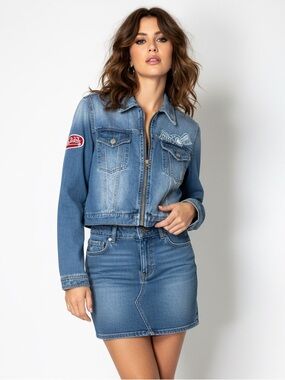 Von Dutch Denim Cropped Log Jacket